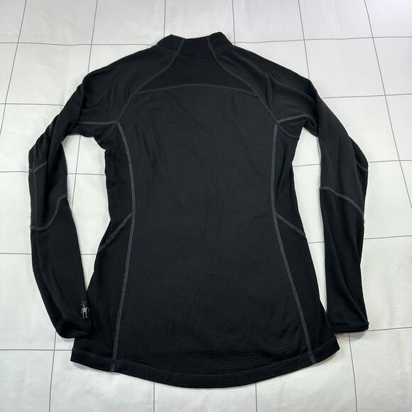 Smartwool 1/4 Zip Pullover Women Medium Black Merino Wool Base Layer Lightweight - Picture 2 of 8